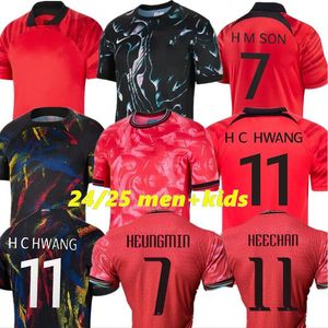 韓国サッカージャージー2024ヘンミンの息子カン、リーナショナルチーム23 24 25 Heechan Football Shirt Men Kid Kit Home Away Men Men Uniform Red Black Playerバージョン