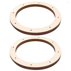 Frames 2Pcs Wood Circle Wreath Home Rings Floral For Festival