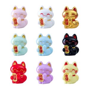 Kreativ niedliche gute glückliche Katzenpuppe 3d Miniaturfee Gartendekoration DIY Car Desktop Ornamente Maneki Neko