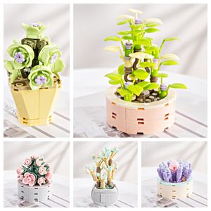 Blumenstraußversorgung Sukkulente Pflanzen Baustein Stadt kreativer Hosen Blumen Blumen Blumen Blumenblumenstein Bau Moc Blumen DIY Toy Bouquet Build Block