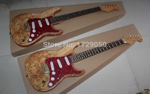 En Kaliteli Çin Özel Gitar FST Burl Desen 6 Dizeler Doğal Ahşap Elektro Gitar Altın Donanımı 93002362982