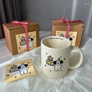 Tassen koreanischer Kuchen Hund Keramik Tasse Cartoon Milch Kaffeetasse alles Gute zum Geburtstag Geschenkbecher Freundin Freundin