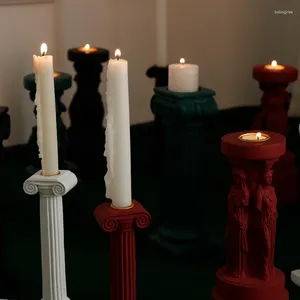 Titolari di candele europeo supporto pilastro del pilastro della dea greca statua romano colonna romano profumata tealight stick candelabri decorazione