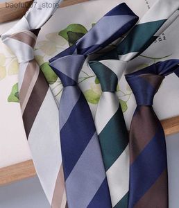 Neck Ties Trendy mens striped necktie tie knot British Korean business suit brown green blue suit shirtQ