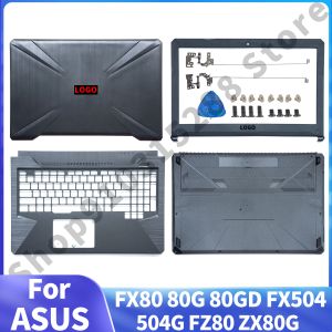 Fall laptoplöpningsfodral Black For ASUS FX80 80G 80GD FX504 504G FZ80 ZX80G LCD Back Cover Bezel Palmrest Bottom Hinge Cover Ersätt