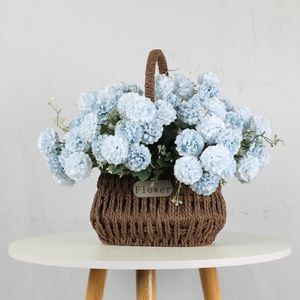 Decorative Flowers 5 Heads Hydrangea Wedding Bouquet Silk Artificial For Party Living Home Decoration Garden Farmhouse Decor