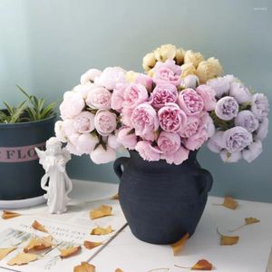 Dekorativa blommor Användbar konstgjord ros Easy Care flera lager Kronblad 27 Huvuden Camellia Flower Wedding Decoration
