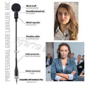 Microfones Hot Sale Mini Lavalier Lapel Condenser Microphone With Easy Clip på Bästa omnidirectional MIC för Sennheiser Wireless System