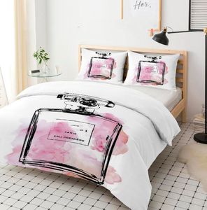 High-end Duvet Cover Cross-Border Cartoon Perfume Three-Piece Pink Factory Supply