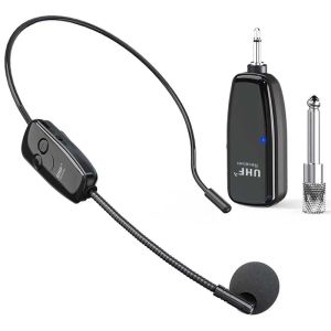 Microphones UHF Wireless Headset Microphone Universal Amplifier Audio Portable With LED Light for Teaching Speech Computer Conference Church