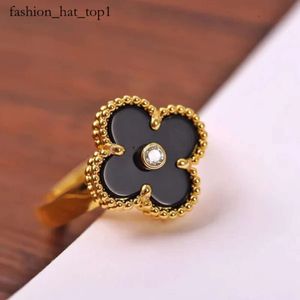 Vanclef Ring Brand Luxury Clover Designer китайское кольцо 18 тыс. Золотой зеленый белый красный черный камень Алмаз эмоции для ногтя