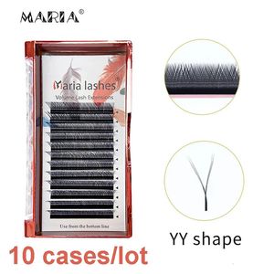 Maria 10 Cases Y Shape Eyelashes Beauty 0.05/0.07 YY Type V Lashes Extension Makeup Naturally Soft Mix Mink Cilios Volume Fans 240403