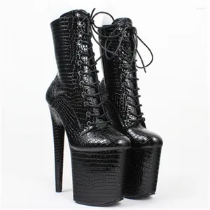 Dansskor Fashion Sexig Knight Woman Black 8 Inch High Heel Ankle Women's Autumn/Winter 20cm Model Pole