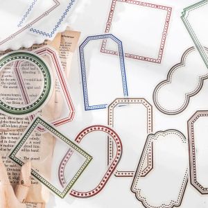 15Pcs Per Pack stickers Wreath Boundary photo frame Decorative Scrapbooking PET Material Account Base Paper Stationery