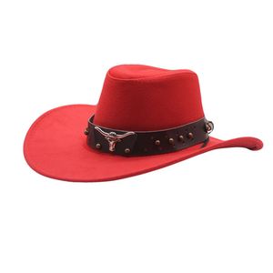 Breda randen hattar hink 2 storlek kvinnor män ihålig västerländsk cowboy hatt med tauren bälte vinter höst jazz outback toca sombrero cap 5658 cm 230504