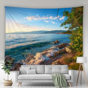 Tapestries Ocean Tapestry Seaside Beach Summer Tropical Plants Waves Nature Landscape Home Living Room Dorm Decoration Garden Wall Hanging