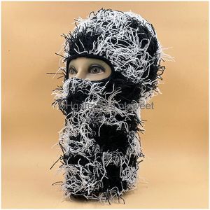 Radsportkappen Masken Clava gestorben Strick FL Face Ski Maske Shiesty Camouflage Strick Fuzzy Drop Lieferung Modezubehör Hüte Schals g otdut