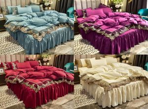 Conjuntos de cama brancos cobertos de renda com borda de cama queen bastões conjuntos de travesseiros luxuosos size king size de cama decoração home decoração 738 r27554030