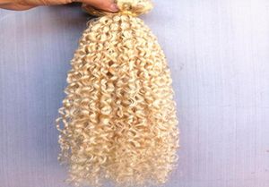 Nuovo arrivo Arrivo Brasile Virgin Remy Clip Ins Extensions Curly Hair Trama Blonde Colore 9pocchi con 18Clips3246570