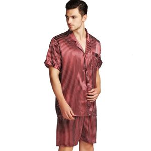 Mens Silk Satin Short Pajamas Pajama Pyjamas Set Sleepwear Set Loungewear S~4XL Plus__Gifts 240329