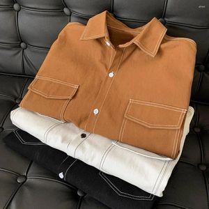Męskie koszule japoński w stylu neutralnym krótkie rękawie mężczyźni letnia koszula najlepsza nisza nisza luźna lapowa kurtka robocza trend