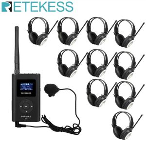 Microphones Retekess 0.3W FM Transmitter FT11+10pcs Headphone TR101 MP3 Broadcast Radio Transmitter for Meeting Church Tour Guide System