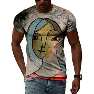 Pintura a óleo do impressionista espanhol Picasso impressão 3D Homens e mulheres charme literário Manga curta Round Neck T-shirt Top