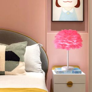 Modern Minimalist Feather Table Lamps Bedroom Warm Romantic Cute Bedside Lamp Nordic Girl Decorative Desk Light Lampara De Mesa