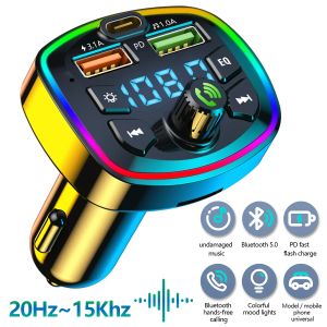 Neuer Auto MP3-Player Bluetooth 5.0 FM-Sender Handsfree Car Radio Modulator mit integriertem Mikrofon USB-Schnellladungsadapter für Auto
