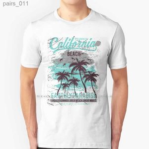 Mäns avslappnade skjortor Kalifornien T-shirt Cotton 6xl Beach Palm Los Angeles Holiday Paradise Surfing Wave Bikini Girl YQ240409