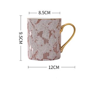 Light Lux European-Style Creative Ins Ceramic Cup Golden Edge Milk Tea Mug Cross-Border Household Coffee Cups Wholesale