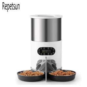 Utrustning Smart Automatisk hundmatare Auto Cat Slow Food Dispenser med rostfritt stål Food Bowl Voice Recorder Control för husdjursleverantör