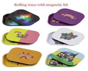 Multicolor -Rollschalen mit Magnetlid -Deckel Backwoods Rolling Tabletts Set Metal Palet Aschenbecher AC1595826981
