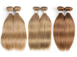 Färg 8 27 30 Honey Blonde Medium Brown Brasilian Human Hair Extension 4pcslot Preolored Weave9741080