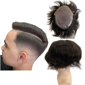 Pascos europeus de cabelo humano virgem reto 8x10 Q6 Toupe de renda suíça completa para homens