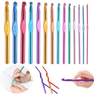 12pcs/set Color Ossido in alluminio Ossido di ossido all'uncinetto metallico in metallo fatto all'uncinetto fatto all'uncinetto pieno set di utensili da maglia fai -da -te set da maglieria fai -da -te set