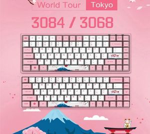 Teclados originais Akko 30683084 Teclado de jogo mecânico de Sakura 6884 Chaves PBT Computer Gamer Typeque Pink Blue Orange Switch13001773