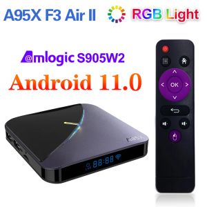 Box Vontar A95X F3 AIR II RGBスマートテレビボックスAndroid 11 AMLOGIC 4GB RAM 64GB 32GBサポートBTデュアルWIFI 4K YouTubeメディアプレーヤー2G 16G