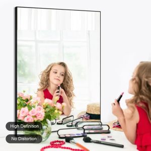 30x40 Inch Bathroom Mirror Large Black Frame Rectangular Wall Mounted Mirror With Right Angle Miroir Bath Mirrors Freight free