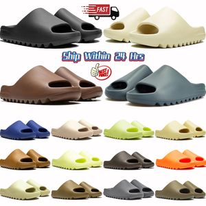 Designer slippers mens slides sandals Bone Onyx Resin Flax Azure Flax Glow green MX rubber comfortable womens outdoor summer beach slipper men slide shoes