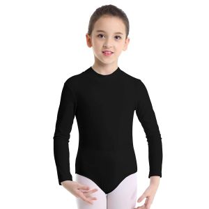 Flickor långärmad gymnastik Leotard bodysuit hålig nackballet leotard tonåring barn skridskor danskläder träning scendansdräkt