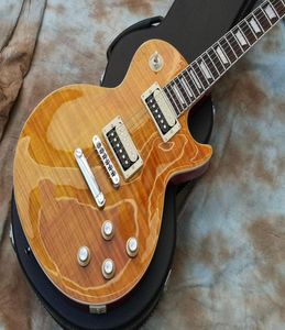 Slash İştah Amber Alev Maple Top Ele Elektro Gitar Mahoganik Vücut Zebra Pickups4361575