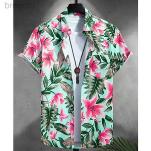 Camisas casuais masculinas 2024 Crane de animais de verão Men camisa havaiana Camisa 3D Plant for Men Flower Prind Plus Tamanho Hawaiian Shirts Beach Flower Shirt 5xl 240409