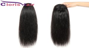 Silky Straight Ponytail Extensions 100 Human Hair Claw On Clip In Pieces Brazilian Virgin Natural Pony Tail For Black Women6970209