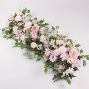 Decorative Flowers 100cm DIY Wedding Flower Wall Decoration Arrangement Supplies Silk Peonies Rose Artificial Floral Row Decor Wed Arch