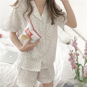 Home Clothing Alien Kitty 2024 Homewear Roses Stylish Sleepwear Femme Summer Printing Cotton Chic Soft All Two Piece Pajamas Sets