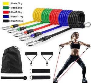 Стоковая 11pcset Latex Randess Полосы CrossFit Упражнения для йоги трубки тянуть веревочные резиновые расширители эластичные ленты Fitness Equip2161393