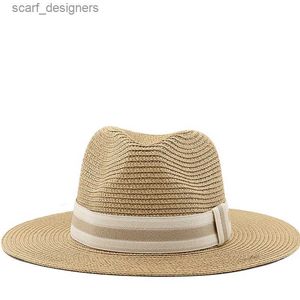 Chapéus de balde largura Chapéus de balde 54-58-60 cm Chapéus de panamá de verão feminino chapéu de chapéu de praia de palha de sol para homens