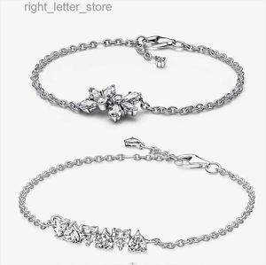 Bangle 2022 New 925 Sterling Silver Adjustable Crystal Sparkling Endless Heart Chain Bracelet Suitable for Womens Fashion Luxury Brand Jewelry yq240409