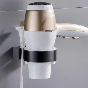 Bathroom Wall Mounted Hair Dryer Rack Aluminum Alloy Blower Organizer Lightweight Hair Dryer Holder Stand Bracket Storage Shelf